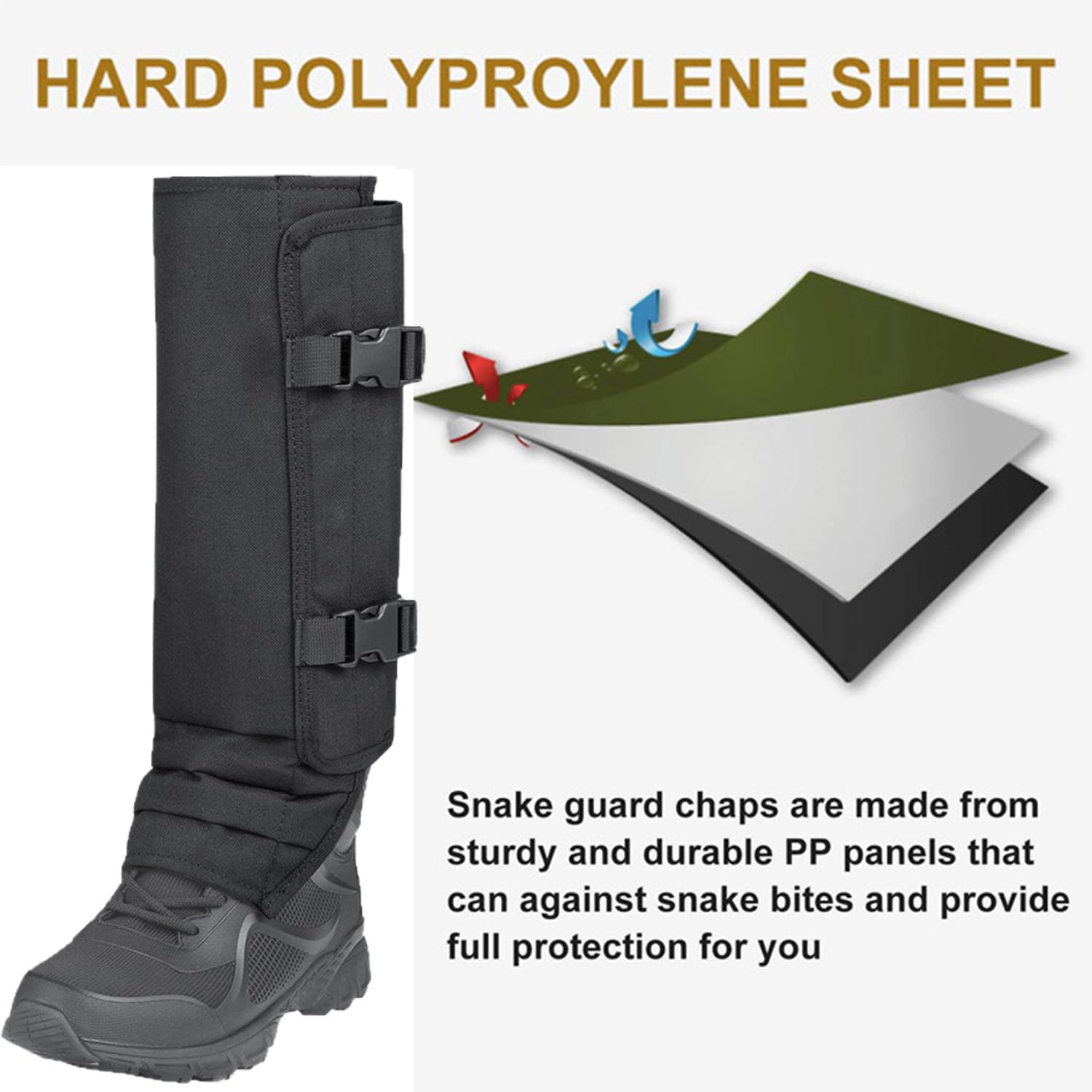 Polainas impermeables para caza de serpientes para hombres y mujeres, protectores de piernas a prueba de serpientes para caza, senderismo, tamaño ajustable