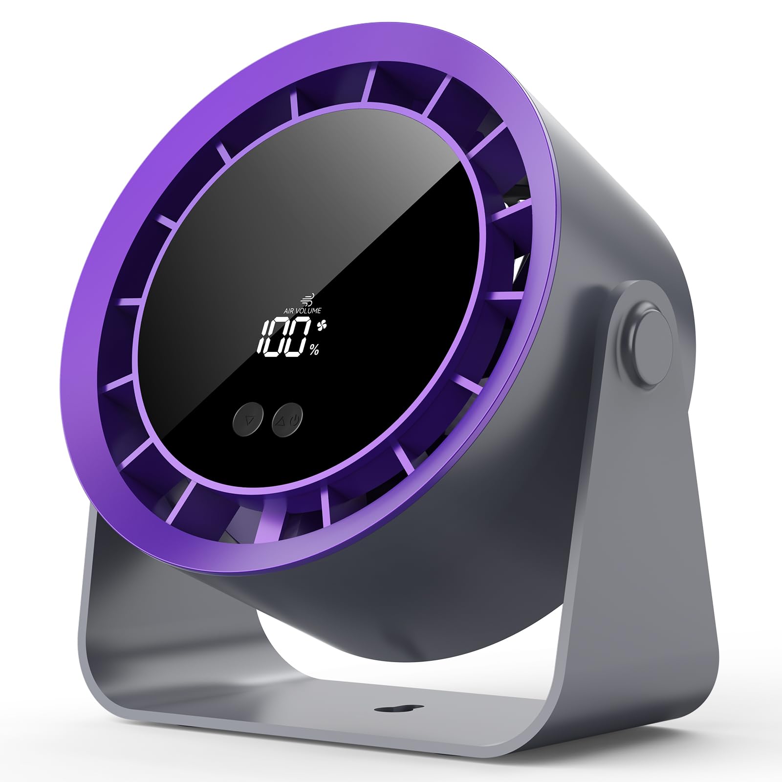 Rechargeable Silent USB Table Fan, Mini Portable 100 Speeds with LED Display, 360° Direction, 2400mAh Battery (12h), 2 in 1 Desktop/Wall, Bedroom, Home, Office and Travel