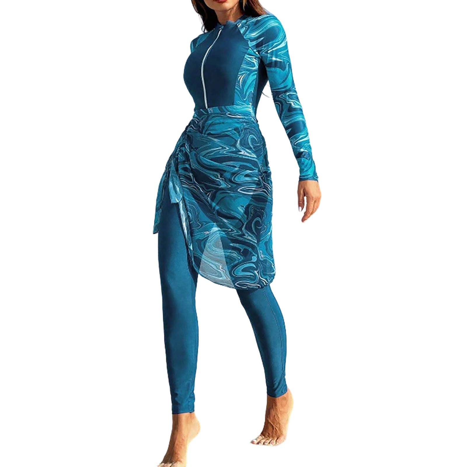 Burkini Mujer Musulmana Protección Solar Cuerpo Completo 3 Piezas Manga Larga Traje Baño