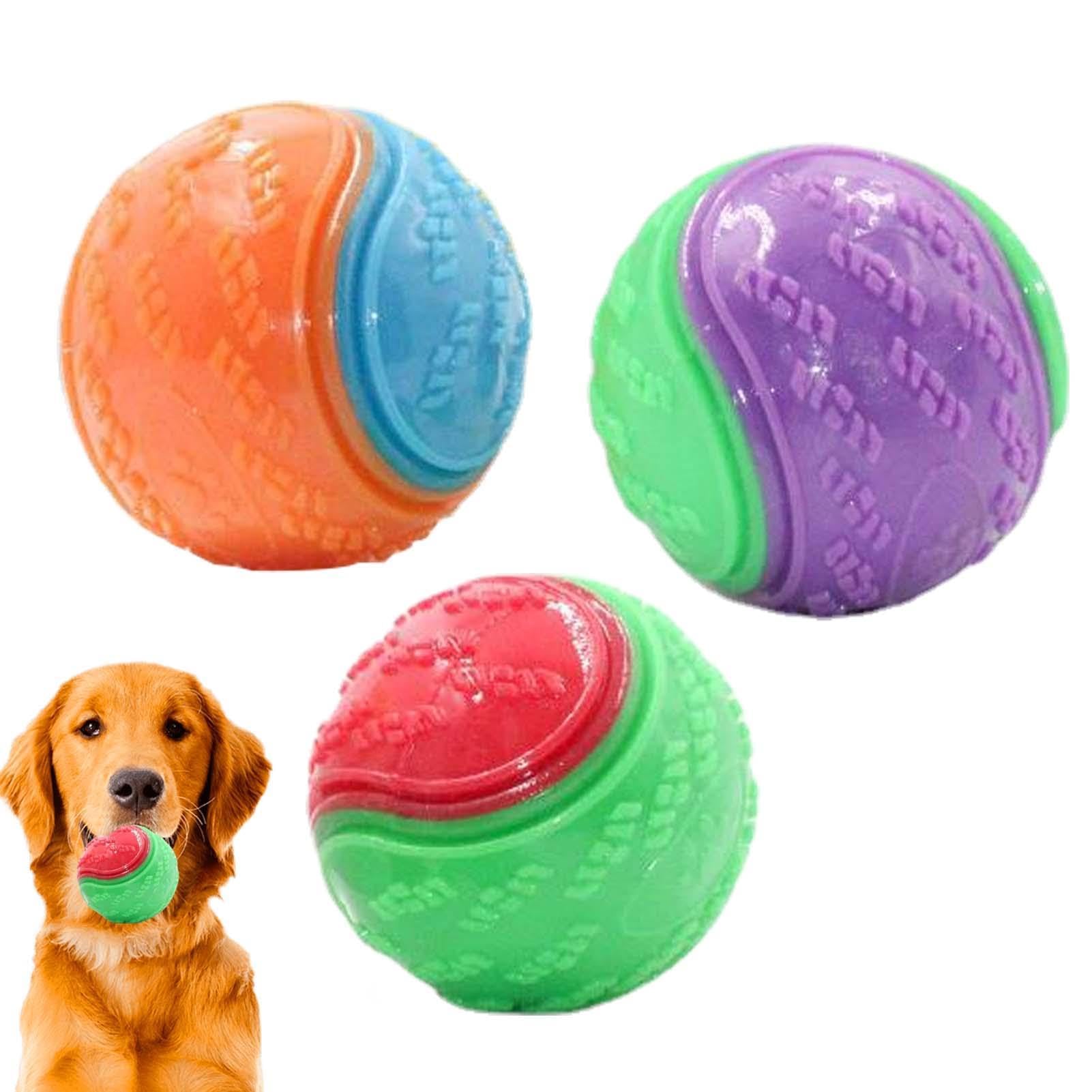 Shitafe Dog Balls, 3PCS Squeaky Dog Ball, Scooby Doo Dog Ball Toy Teeth Cleaning Puppy Interactive Chew Dura-ble Teething Soft Interactive Fetch Play Dog Balls For Puppy Small Medium 6.5cm