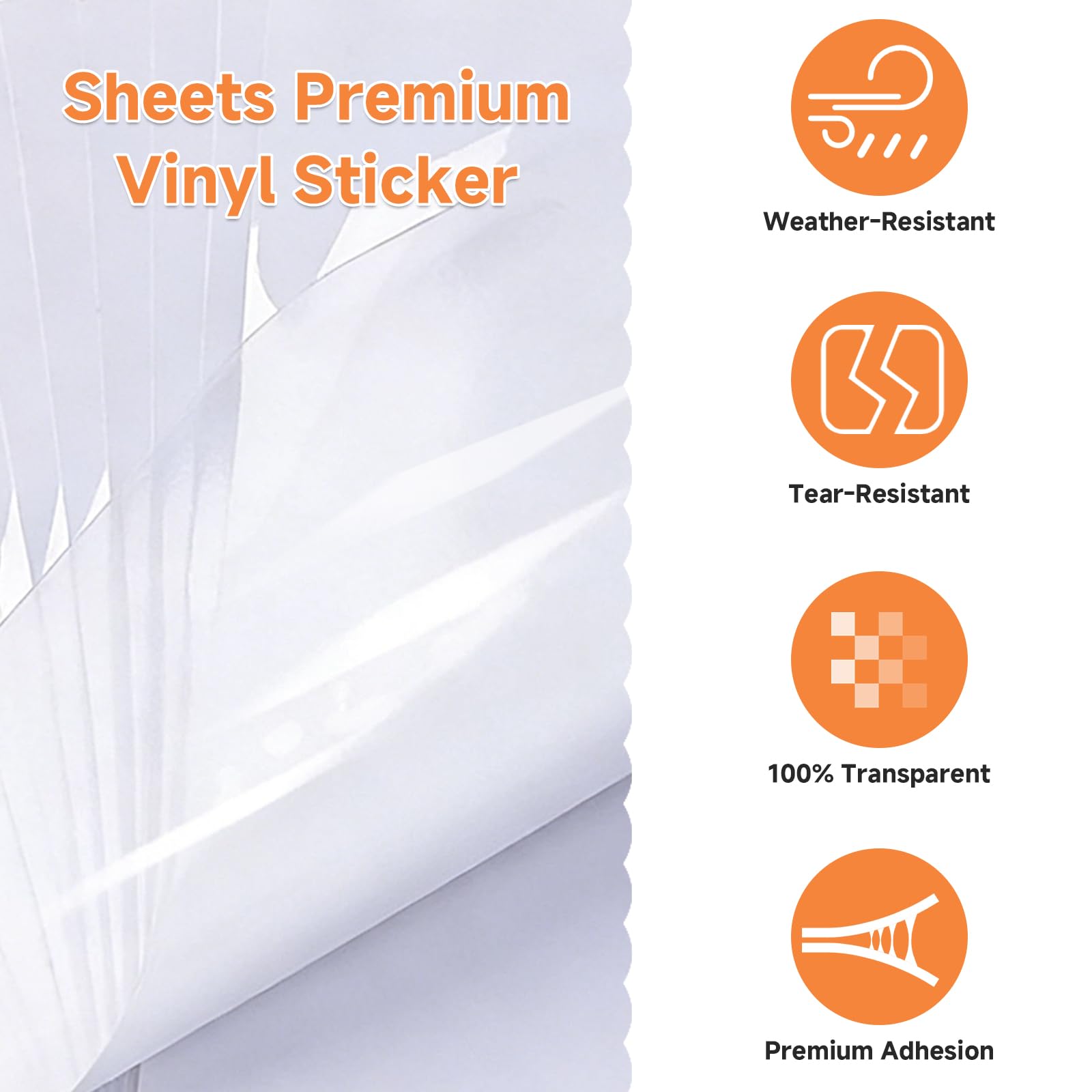 Film Autocollant Vinyle A4 Transparent pour Imprimante Laser Jet d'Encre, Lot de 20 Feuilles