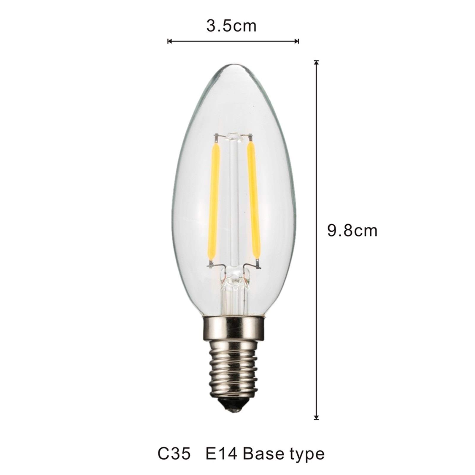 E14 LED Filament Kerze Birne DC 3V 100ma 200ma 280ma 380ma Warm weiß 180LM 20W Equivalent C35 Klar Glas für Solar Power Pendant Licht Straße Licht Solar 10-Pack (3v 100ma)