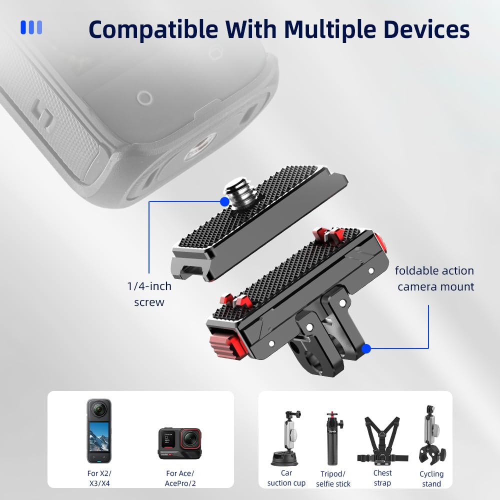 para Insta360 Ace Pro2 X4 Ace Pro2 Base metálica de liberación rápida Adaptador magnético, Accesorio de Tapa Superior (Base)