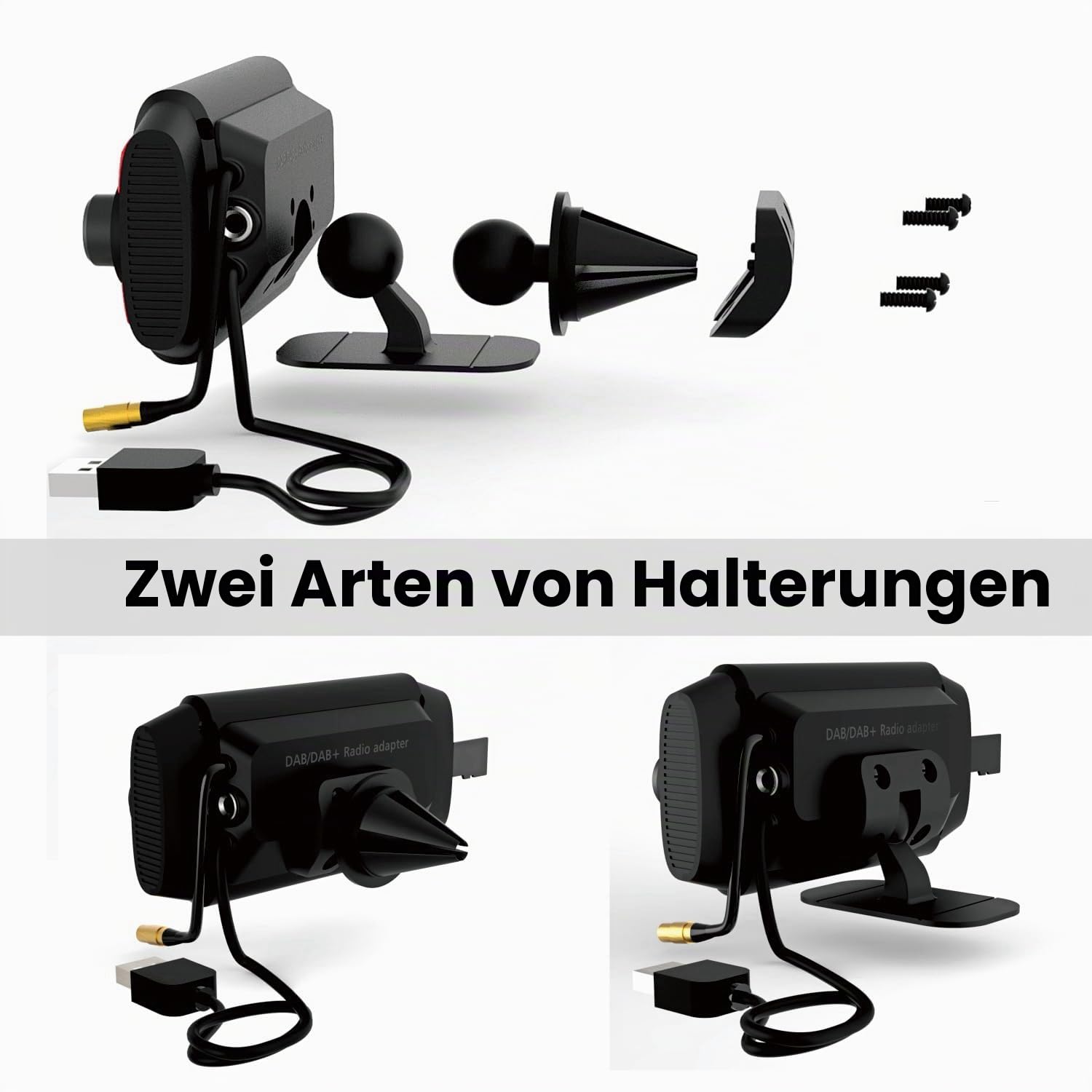 DAB/DAB+ Radio Adapter für Autoradio Bluetooth-Freisprecheinrichtung, 2,4" LCD Display Tragbares DAB Radio mit FM Transmitter TF Play AUX-Out Digitalradio Auto