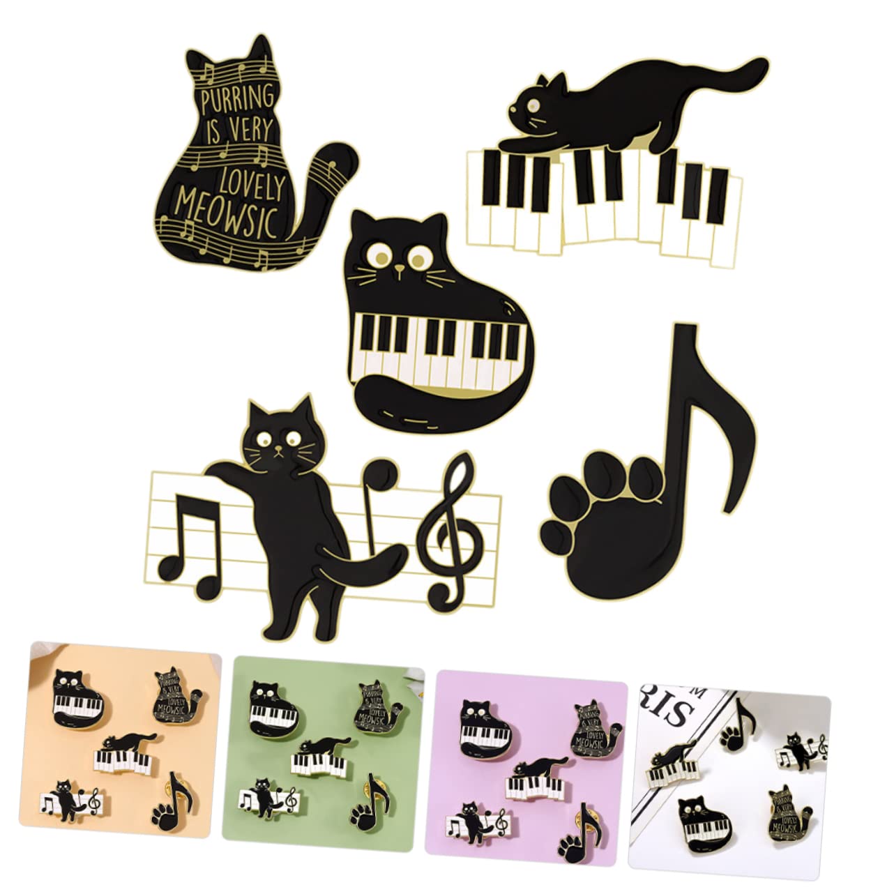 Ipetboom Spilla Corpetto Spille Distintive A Tema Carino Perni Spillo Musicale Spilla Per Abbigliamento Smalto Pin Per Gatto Spilla Decorativa Spilla Con Animali Lega Black