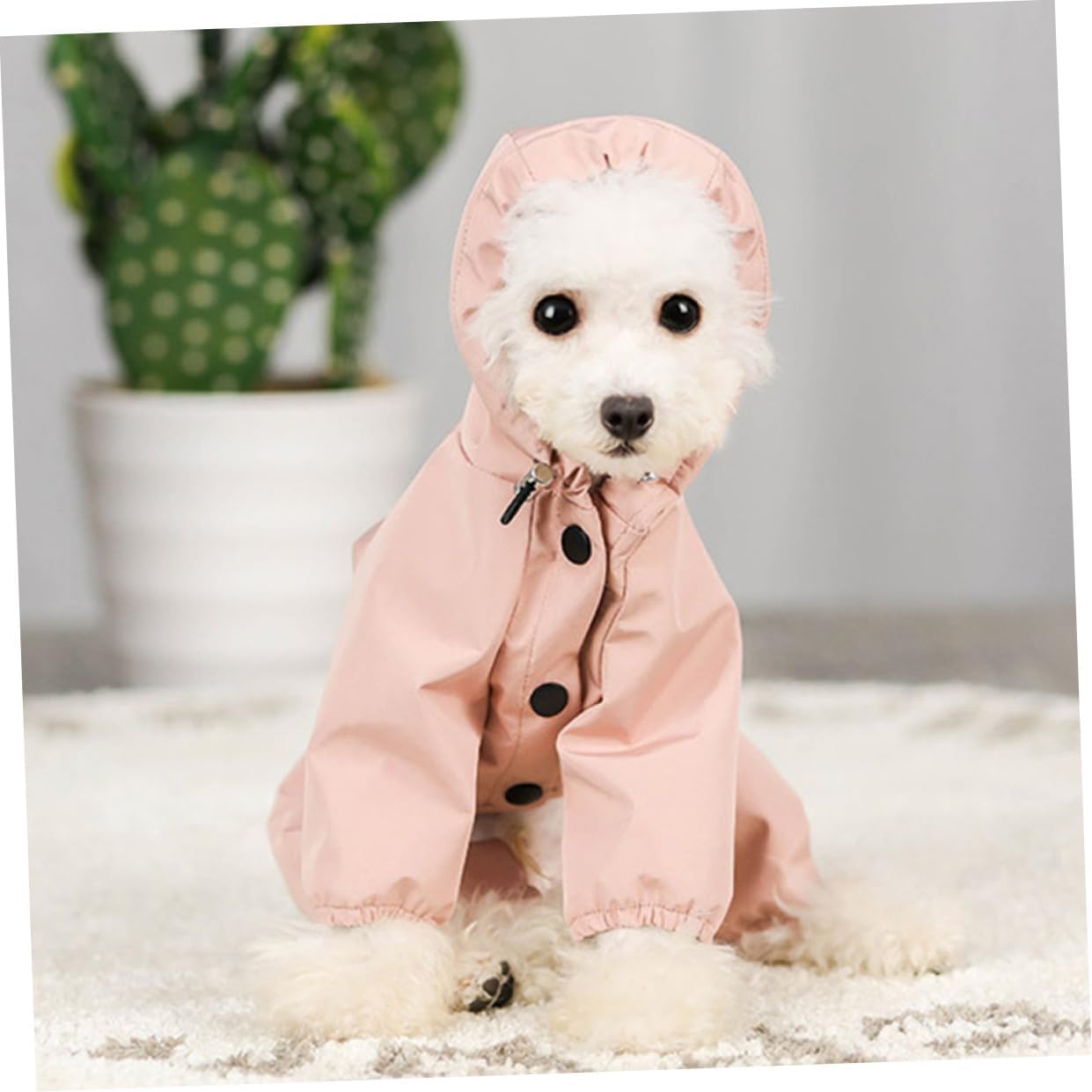 Cabilock Reflective Waterproof Dog Raincoat Puppy Clothes Breathable Four-Leg Pink XL Pet Rain Jacket for Outdoor Walking
