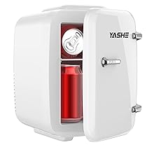 YASHE Mini frigo da camera, 4L frigorifero piccolo per la cura della pelle, 220V CA, 12V CC, termoelettrico e scaldino per bevande, ufficio, dormitorio, auto, bianco