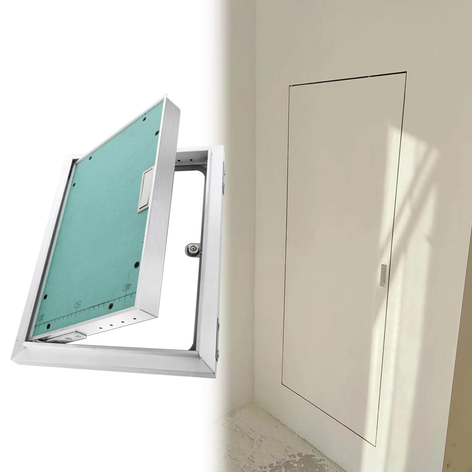 Blazea Electrical Wiring Invisible Drywall Access Panel with Handle, Paintable Sheetrock Attic Access Door, Flush Mount Inspection Hatch Doors with Aluminum Frame(600x800mm)