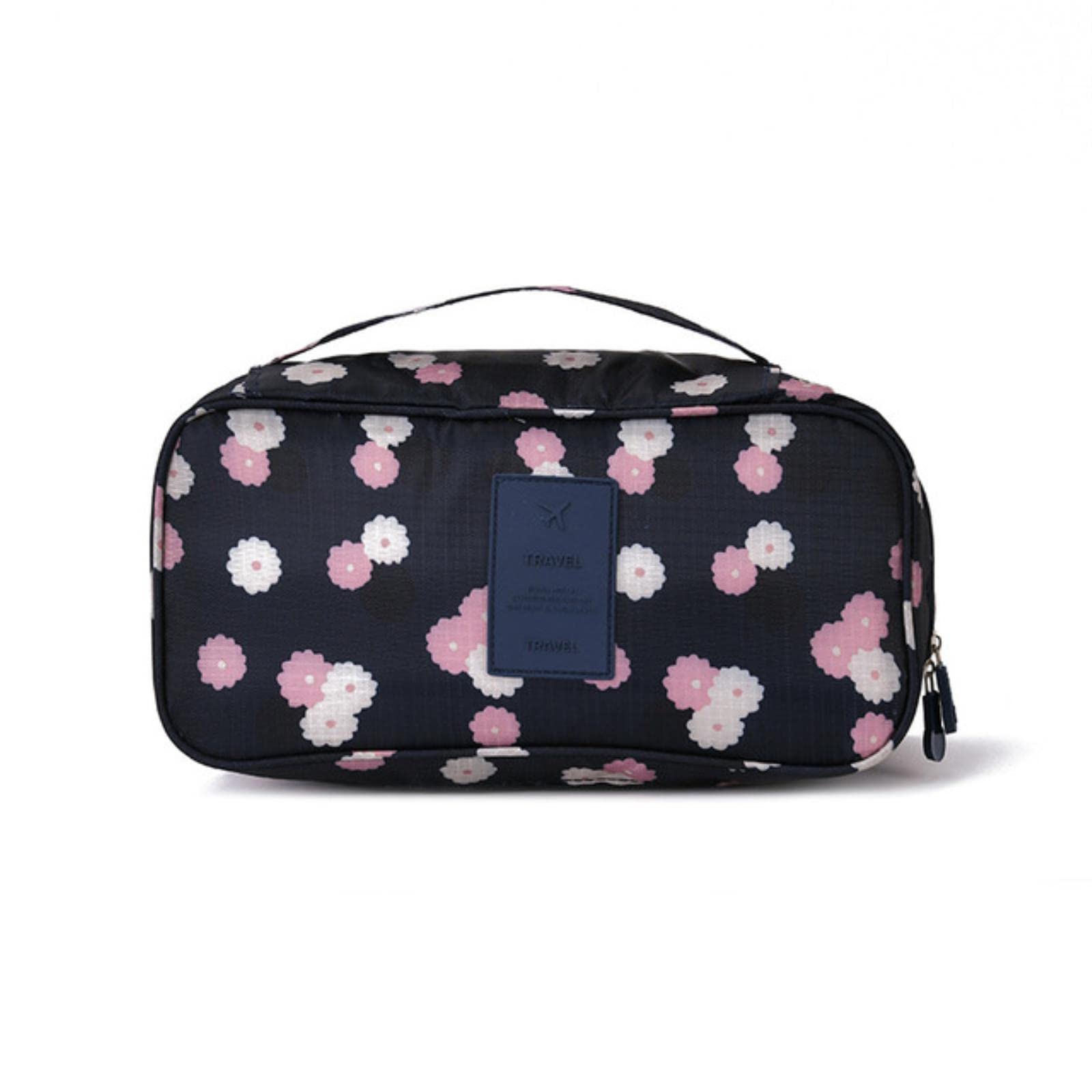 Borsa per Reggiseno da Viaggio da 1 Pezzo Borsa per Organizer per Biancheria Intima Borsa per Cosmetici per Articoli da toeletta Quotidiana Borsa per Il Lavaggio-Fiori Blu Scuro