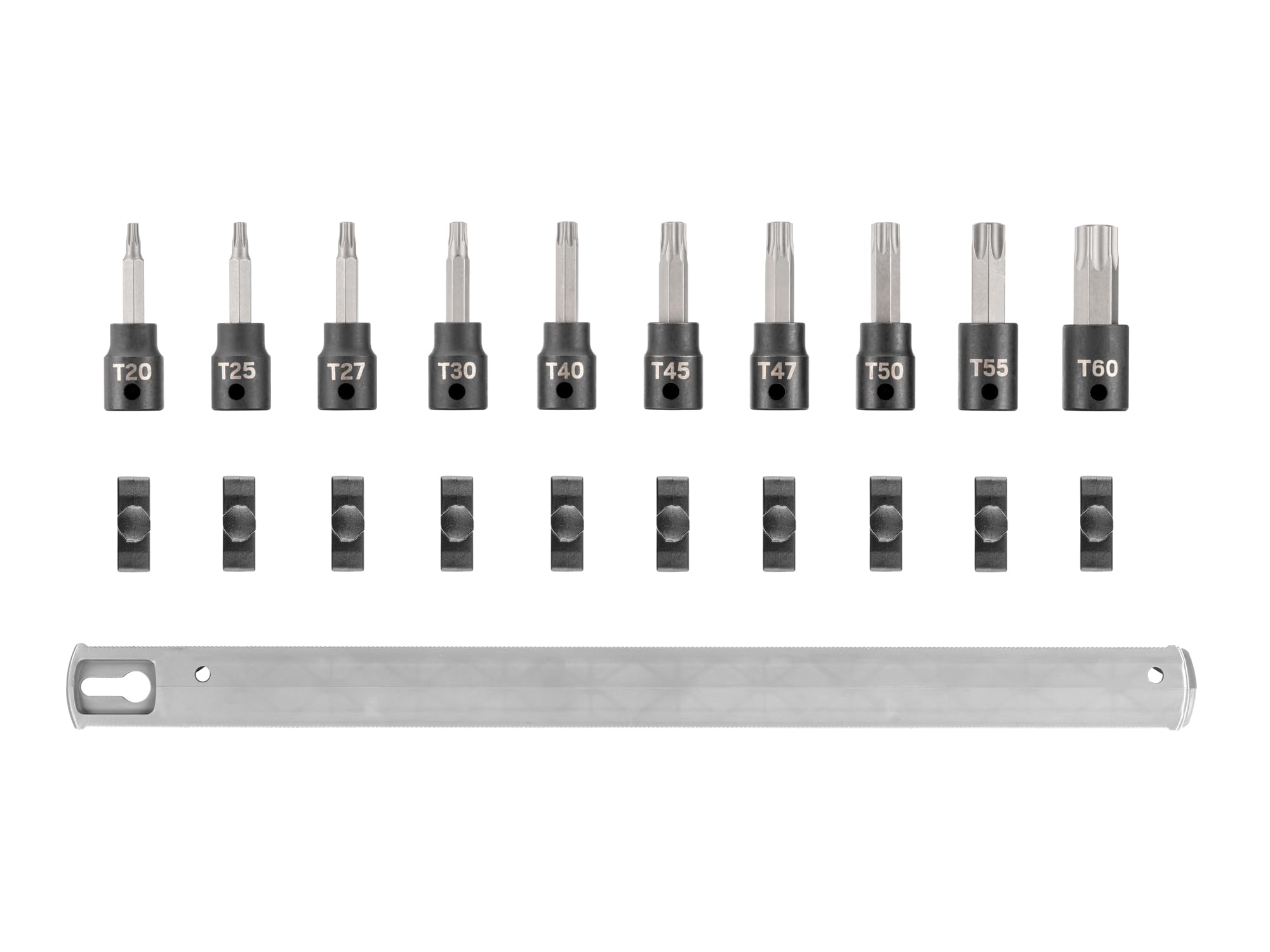 TEKTON Zestaw nasadek udarowych Torx 3/8 cala z szyną, 10-częściowy (T20 - T60) | SIB91103