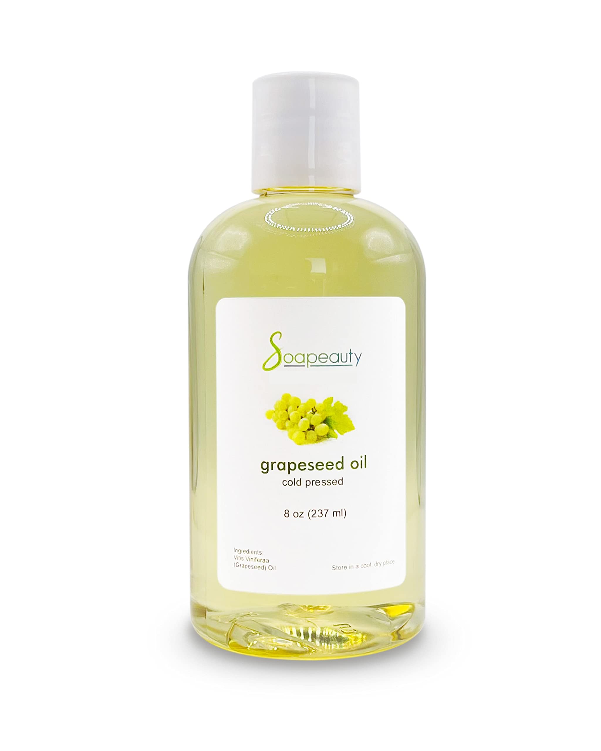 GRAPESEED OIL Cold Pressed Unrefined | 100% Natural Available in Bulk | Carrier for Essential Oils, Face, Skin, Hair Moisturizer, Soap Making | 8 OZ