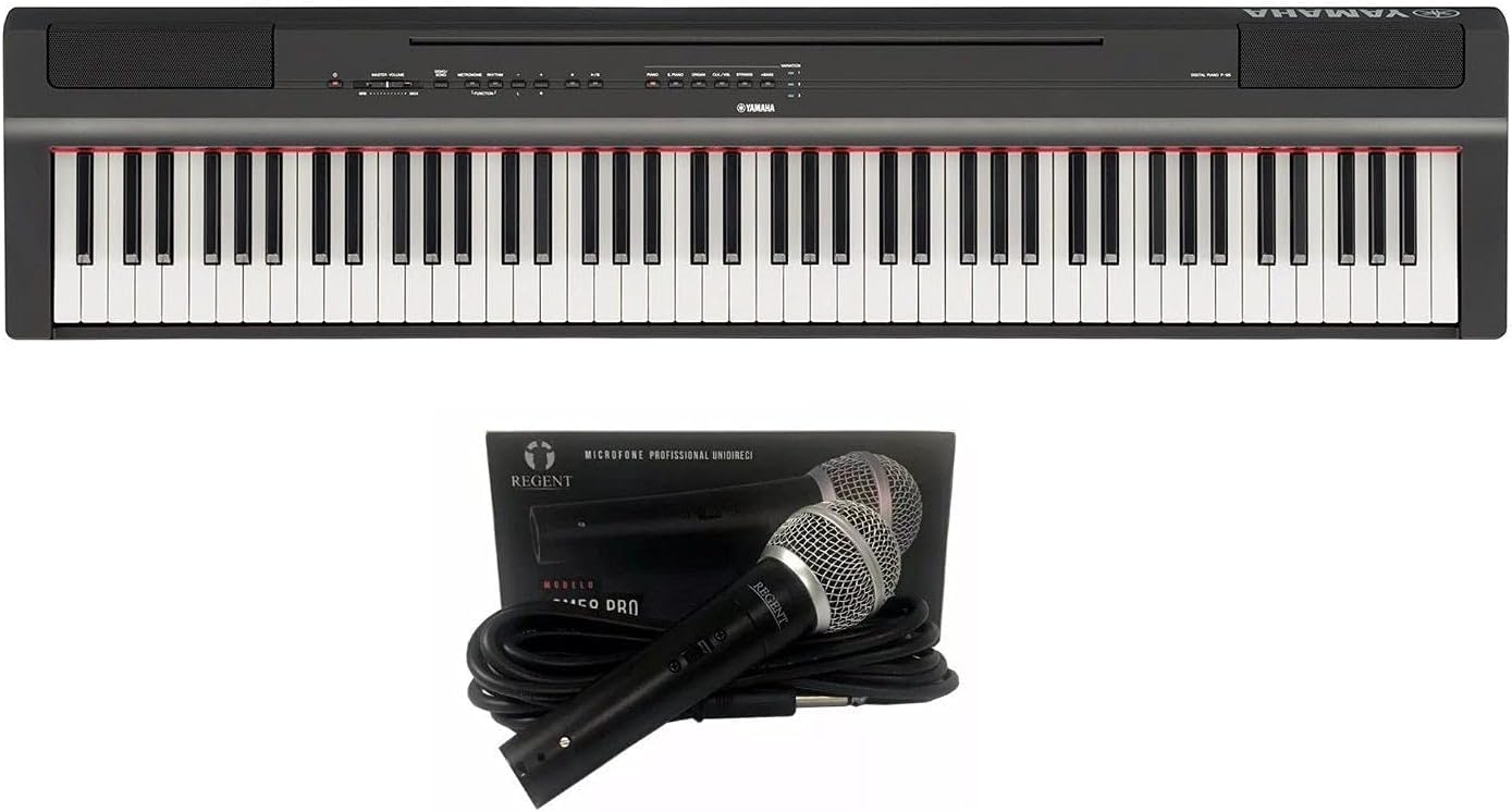 Yamaha Piano digital P-45B: piano ligero y portátil para aficionados y principiantes, auriculares HPH-150