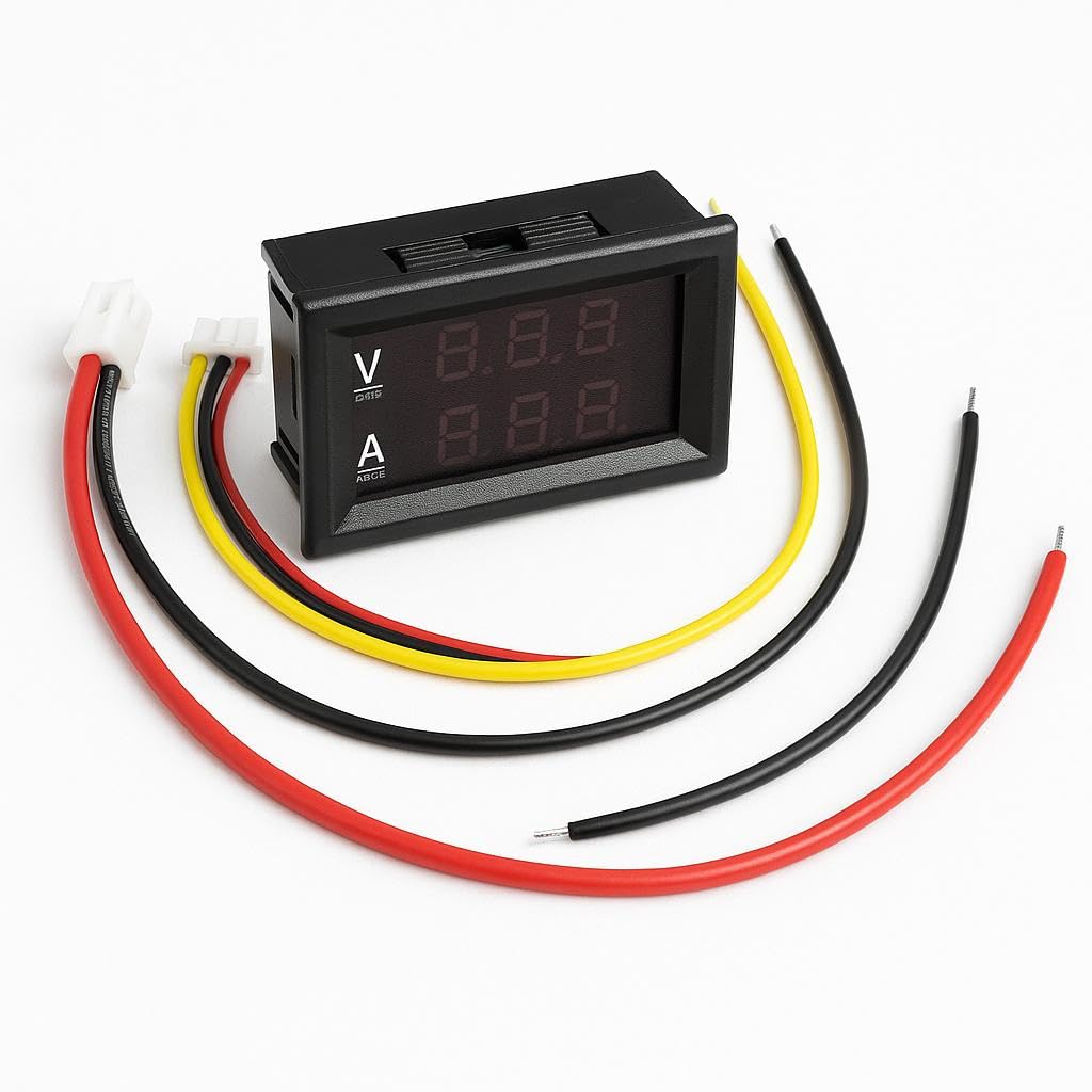 Voltmetro Amperometro 0,28" digitale LED, rilevatore di tensione doppio schermo, 50A DC 0-100V 1A-100A multimetro amperaggio misuratore, tester di corrente, cavi di collegamento 2