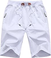 QPNGRP Men's Casual Shorts: Elastic Waist, Drawstring, Deep Zipper Pockets & Stretch Fabric for Comfort