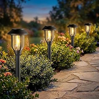 Solar Pathway Lights Outdoor 8 Pack, Warm White Solar Path Lights, Water...