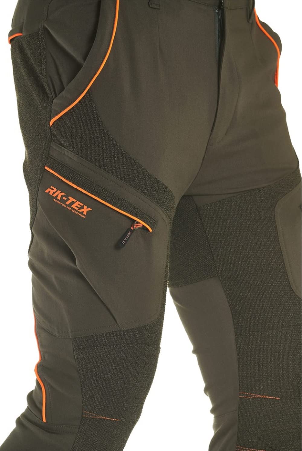 Univers - Pantalón Alpes elástico verde con inserciones naranjas