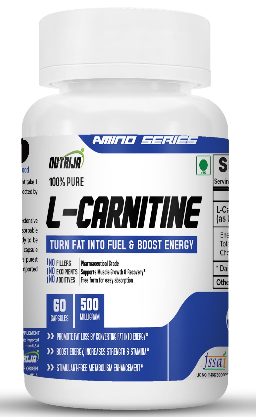 NutriJa L-Carnitine L-Tartrate 500mg Supplement | Converts Fat into Energy, Boosts Energy & Performance | Supports weight Loss | Fastest Muscle Recovery & Reduces Soreness (60 Capsules) (B0CHRW8ZCM) Amazon Price History, Amazon Price Tracker
