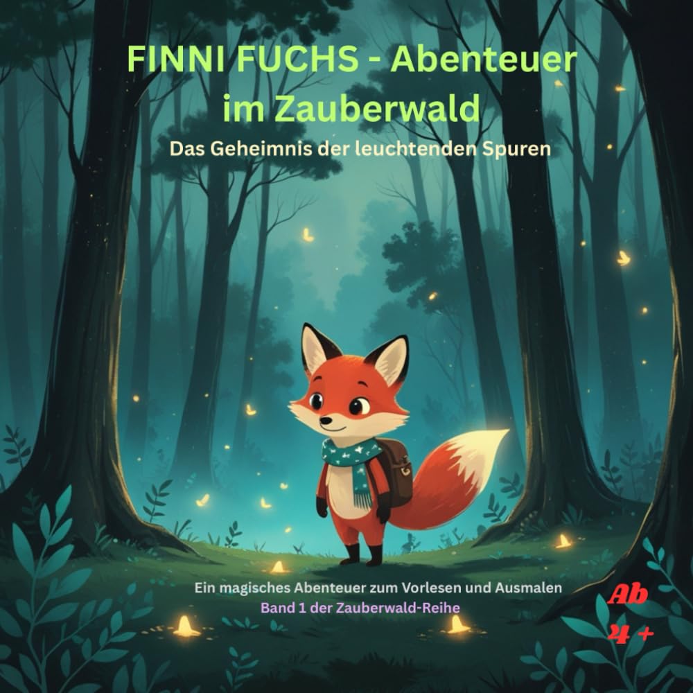 FINNI FUCHS - Abenteuer im Zauberwald: Das Geheimnis der leuchtenden Spuren, Band 1, Schwarz-Weiß-Malbuch mit sanften Farbelementen, ab 4 Jahren