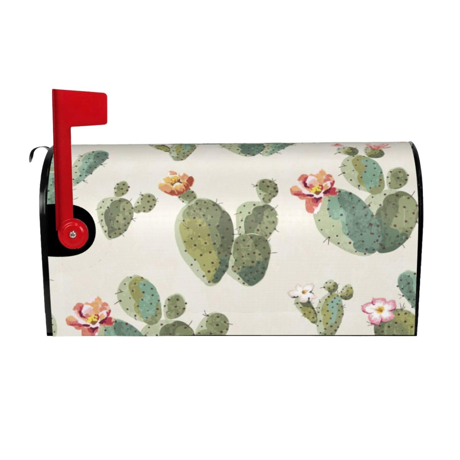 Cute Cactus Print Mailbox Cover Wraps Post Letter Box Cover Decor For Outside Garden Yard Farmhouse Home