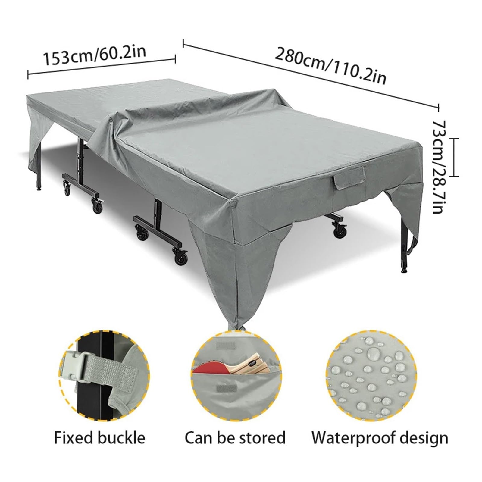 Funda para Mesa de Ping Pong Funda for Mesa de Ping Pong 190T/210D, Impermeable, for Interior y Exterior, for Almacenamiento, a Prueba Polvo, for Muebles