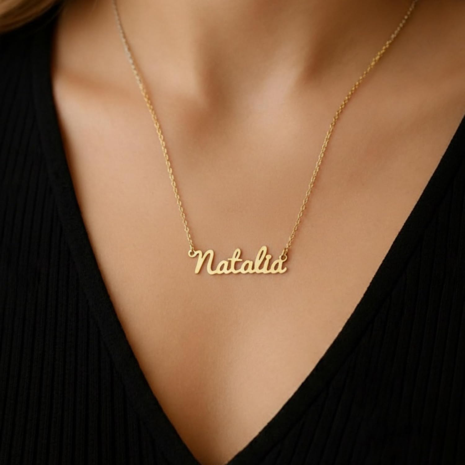 Collar con Nombre Personalizado en Plata de Ley 925 | Joya Artesanal Hecha en España | Regalo para Mamá, Abuelas y Amigas (Baby Oro)