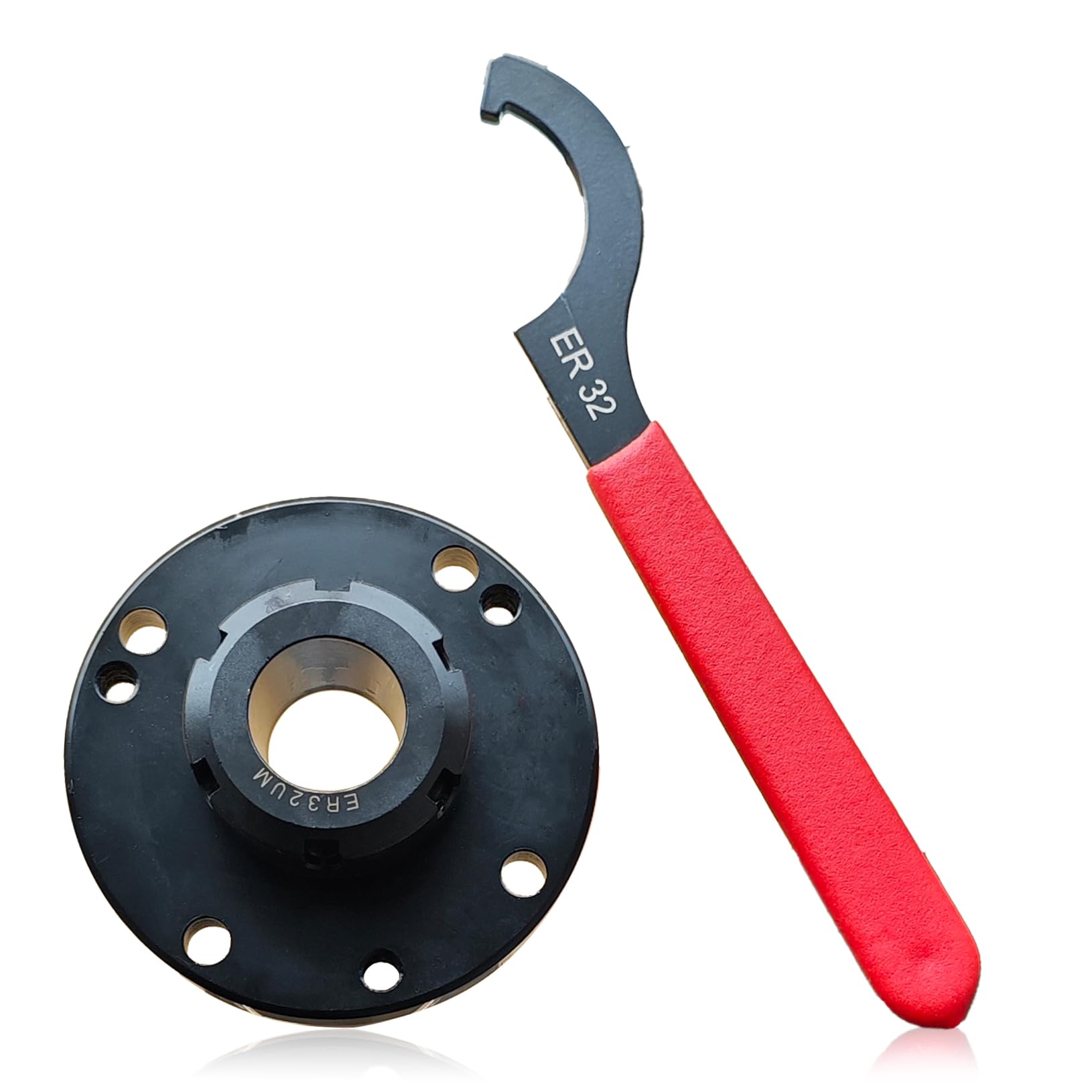 zpldAIAOSI ER32 Collet Chuck, 100mm Diameter, 7 Holes, ER32 Spanner