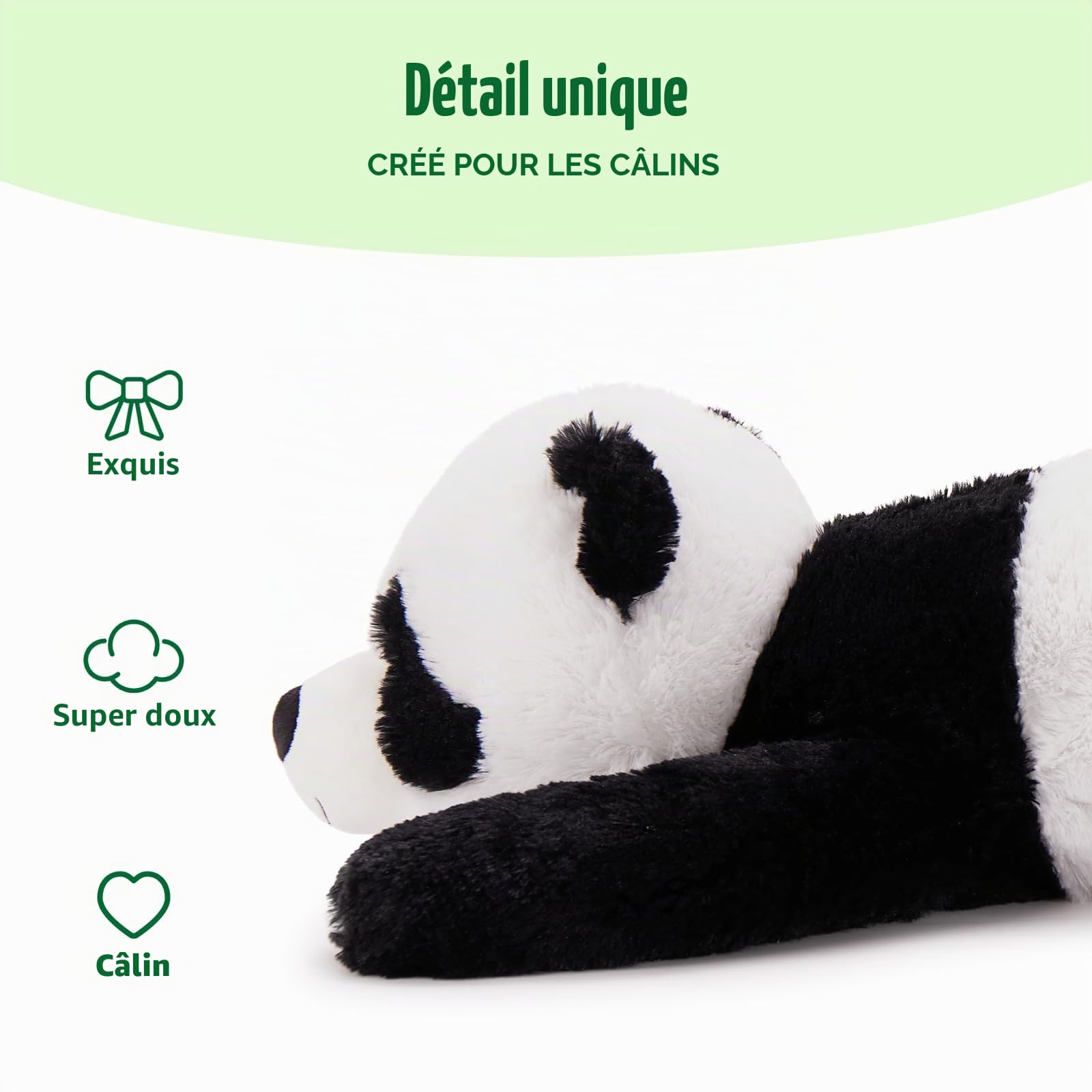MorisMos Peluche Panda géant XXL, 80 cm de Long Peluche Panda Moelleuse,Cadeau d'anniversaire pour Enfants et bébés