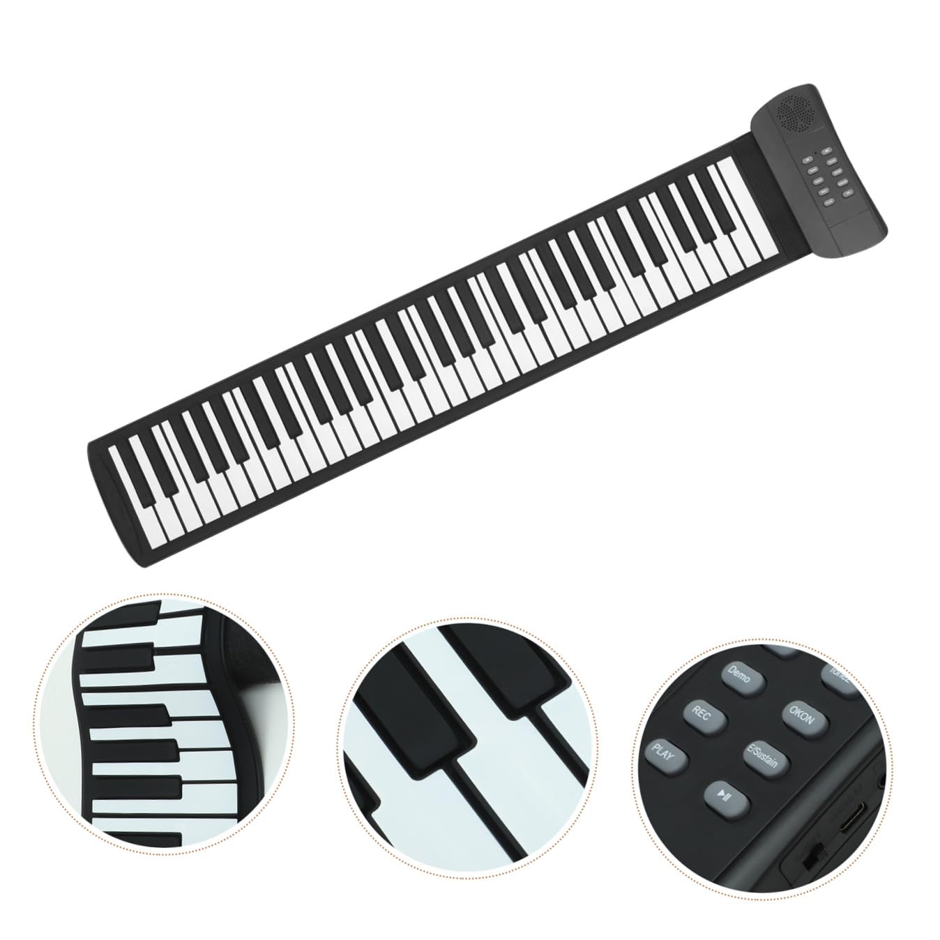 Pianoforte Pieghevole a 61 Tasti in Silicone Nero per Ragazzo Ragazza | Pianoforte Digitale Portatile, 1000 mAh, 128 Timbri, Apprendimento e Intrattenimento, Ingresso Audio MP3
