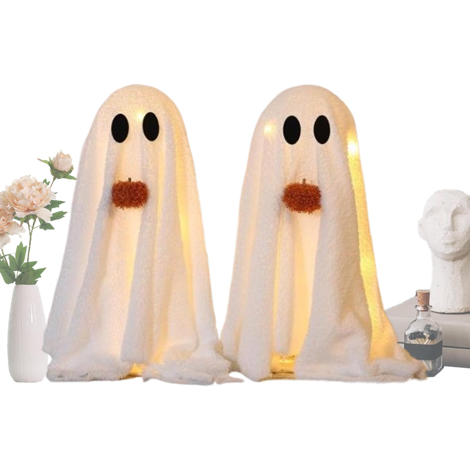 Duch Na Halloween Oświetlony Duch Dekoracja Stołowa Na Imprezy | Dwie Sztuki Dekoracje Halloween Ozdoby Stołowe dla Wnętrz i Na Zewnątrz oraz Kuchnia Sypialnia Salon Ganek Taras Podwórko