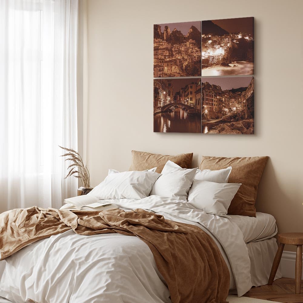 B&amp;D Quadri Componibili Cuore Conchiglie - 4 Pezzi 40x40cm Tela Moderna