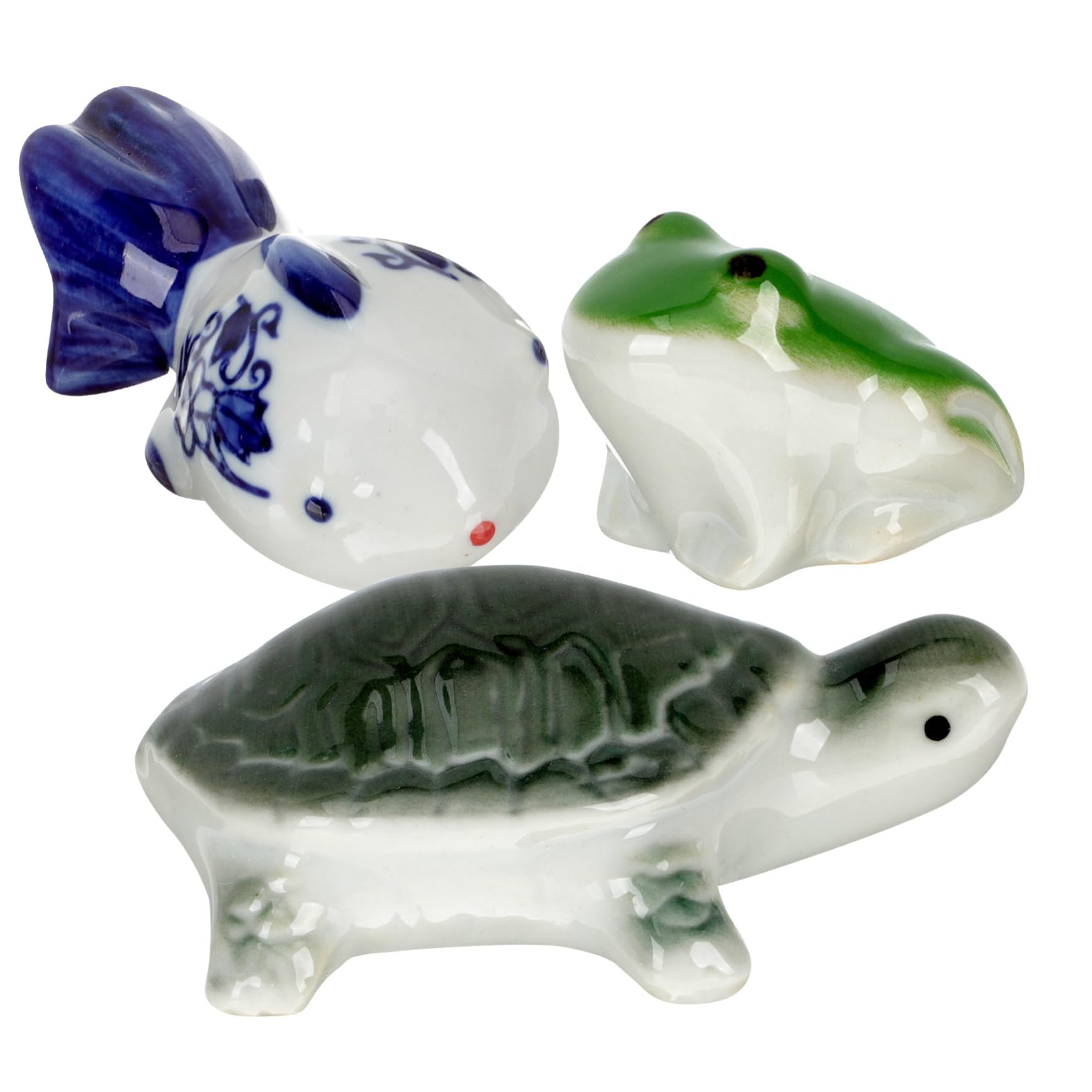 Happyyami 6stücke Schwimmende Fisch Tank Dekoration Keramische Frosch Und Schildkröte Figuren Für Aquarium Niedliche Tier Ornamente Für Lebendige Aquariengestaltung