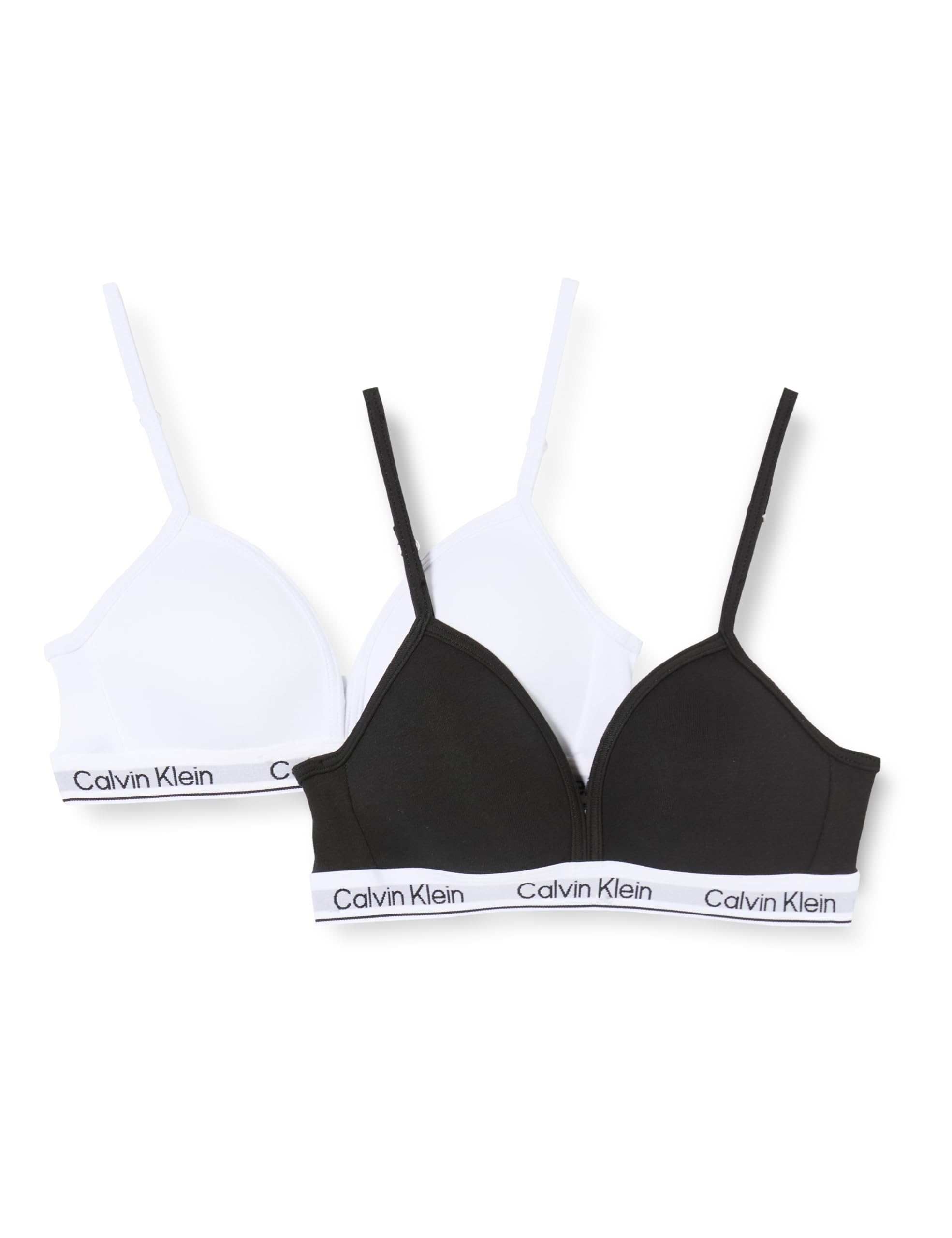 Calvin Klein Bambina, 2Pk Triangle G80G800741, Altri Reggiseni, Pvhblack/Brightwhite, 10 Anni