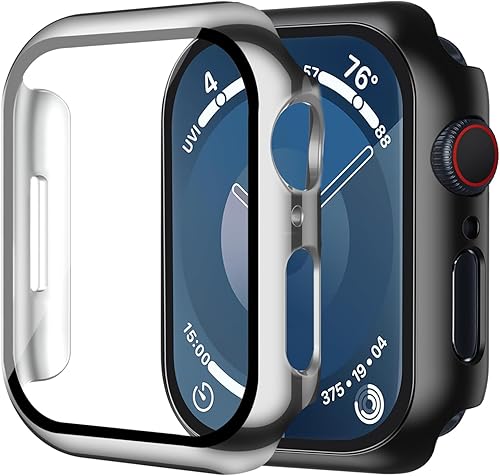 Miniatura 34 de Smiling Paquete de 2 fundas compatibles con Apple Watch Serie 3/Serie 2 de 1.49 pulgadas, protector de pantalla vidrio templado, carcasa rígida