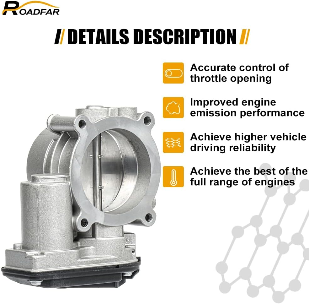 ROADFAR Throttle Body S20068 AT4Z9E926B 977-328 for 2011-2018 for Ford Edge, 2011-2017 for Ford F-150, 2011-2017 for Ford Mustang, 2017-2020 for Lincoln Continental, 2013-2016 for Lincoln MKS