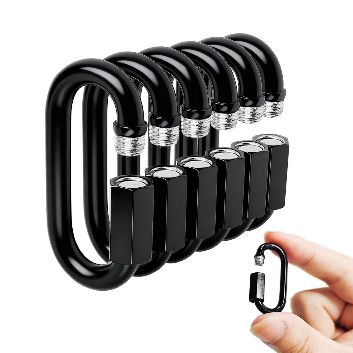 Quick Link - Ekunbuy Heavy Duty Black Chain Link Connector,Screw Lock Oval Clips Electrophoresis Anti-Rust Coating for Secure Outdoor & Indoor Use in Camping, Hammocks,Gym (M3.5(1.37in), Piece, 6)
