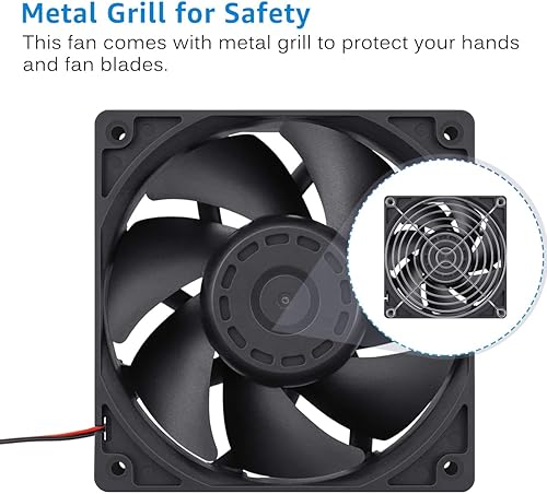 Miniatura 6 de GDSTIME Doble rodamiento de bolas gran flujo de aire de alta velocidad Preesure 4500rpm 12038 4.7 in 4.724 in X 1.496 in 5 pulgadas 12v DC