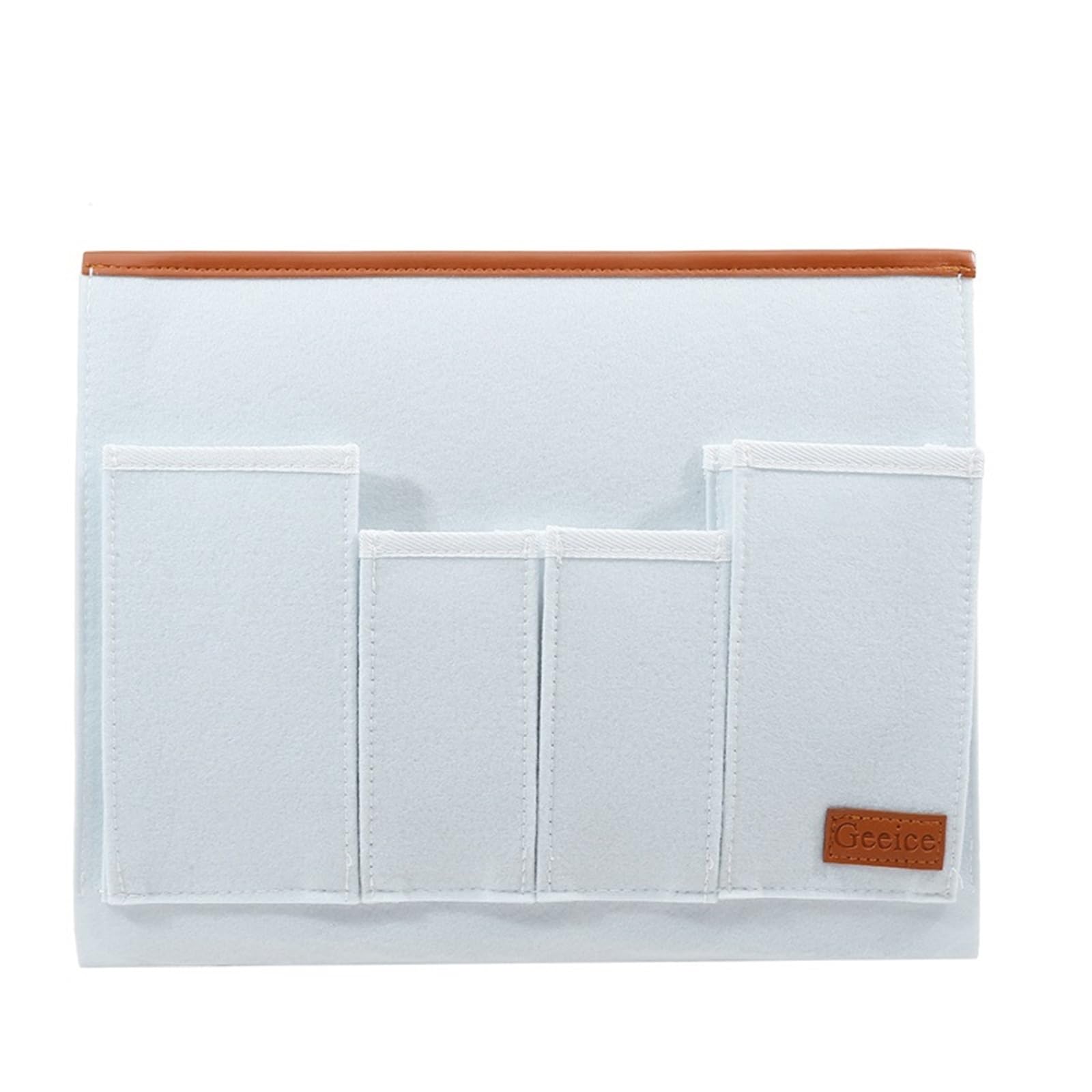 BDFJEDS Couch Armrest Organizer Felt Bedside Storage Bag Pouch Bed Desk Sofa TV Remote Control Hanging Caddy Couch Organizer Holder Pockets(White)