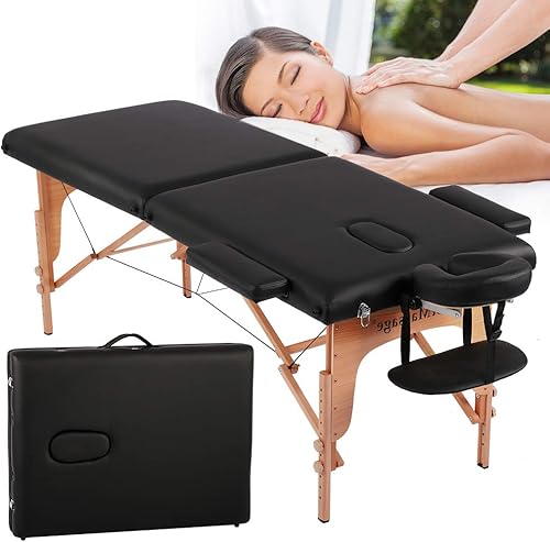 Dkeli Mesa de masaje de piel sintética, cama de spa, portátil, plegable, de 73 pulgadas de largo, 28 pulgadas de ancho, cama de masaje profesional