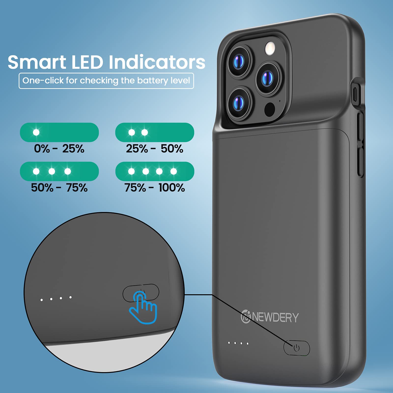 Coque Batterie 4800mAh Pour IPhone 12/12 Pro - Chargeur Portable Intégré - Protection Renforcée - Design Fin - Noire