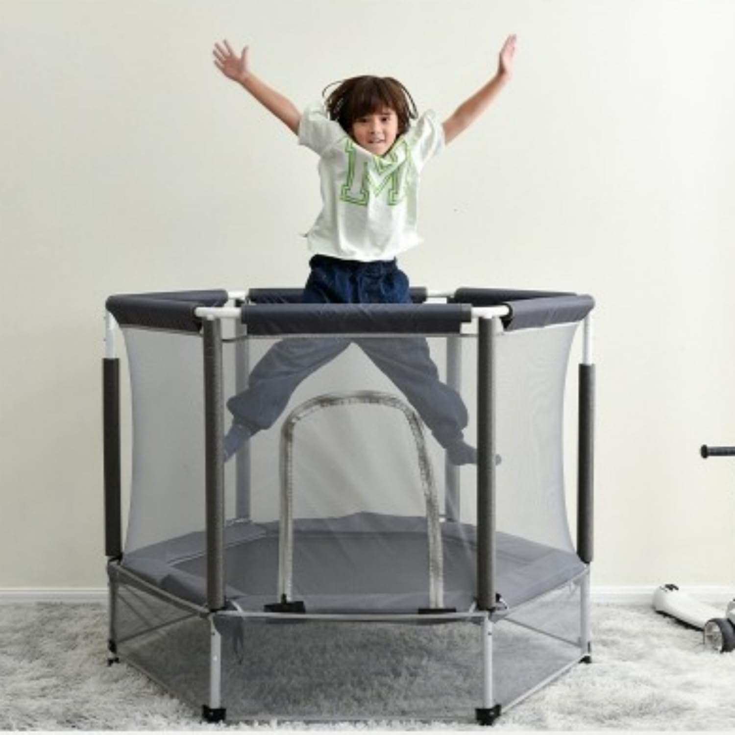Amazon.co.jp: 子供用トランポリン 安全保護ネット付き 幅140cm 高さ3