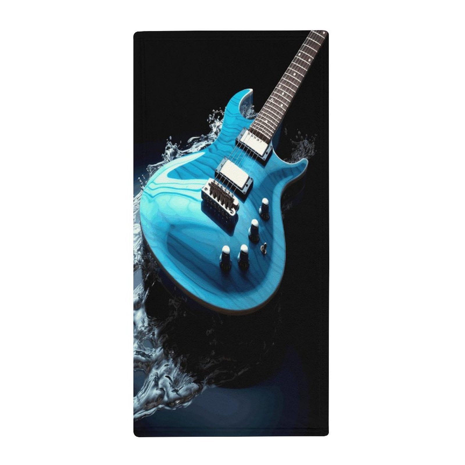 VstaDank Blue Guitar Hand Towels Ultra Soft Printed Towels Classic Coral Velvet Kitchen Hand Towel Highly Absorbent Hotel Spa Towel Collection for Bathroom Workout 13.8 X 28.7 in