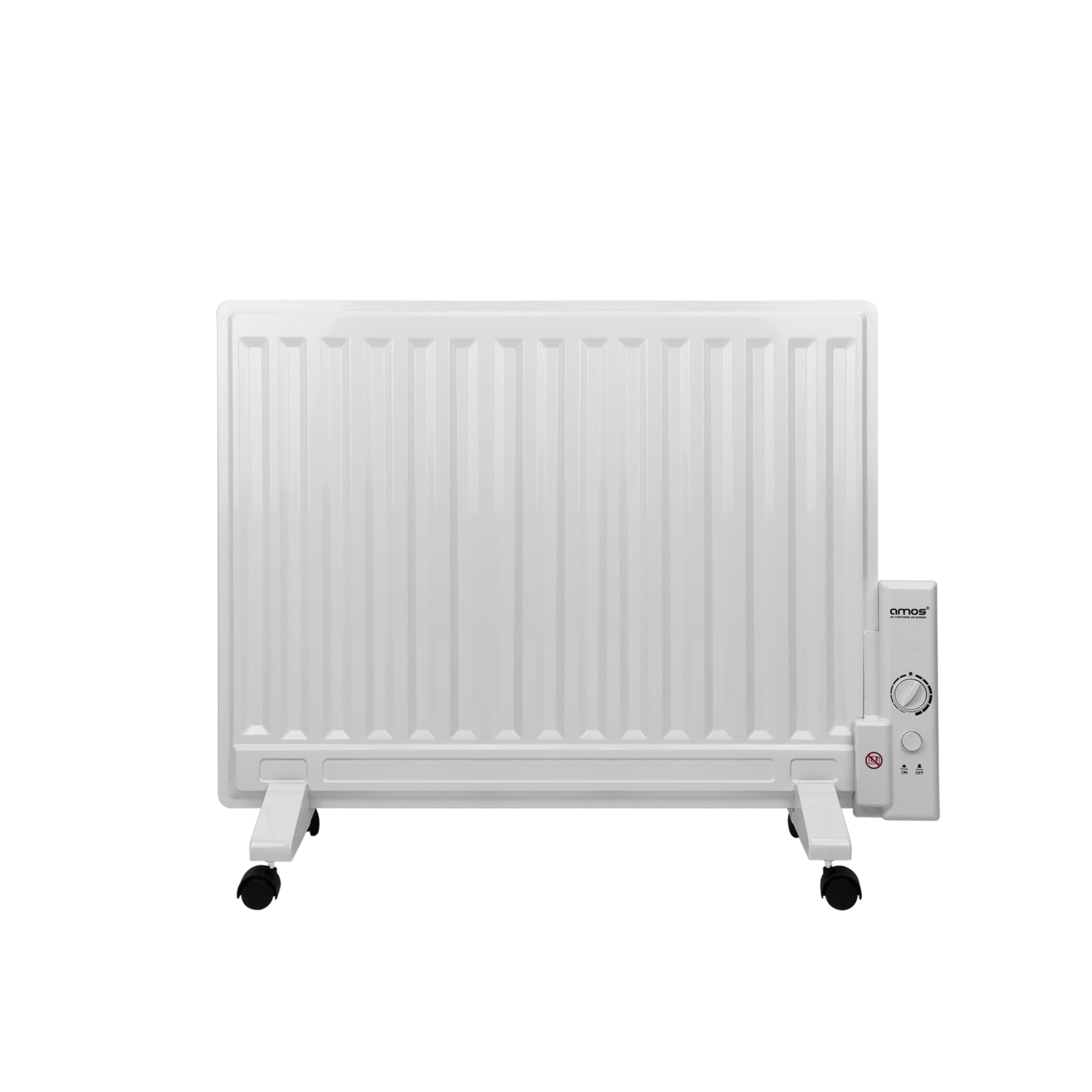 AMOS 800W Free Standing Oil Filled Panel Radiator with Adjustable Temperature Thermostat Compact Slim Home Office Electric Heater