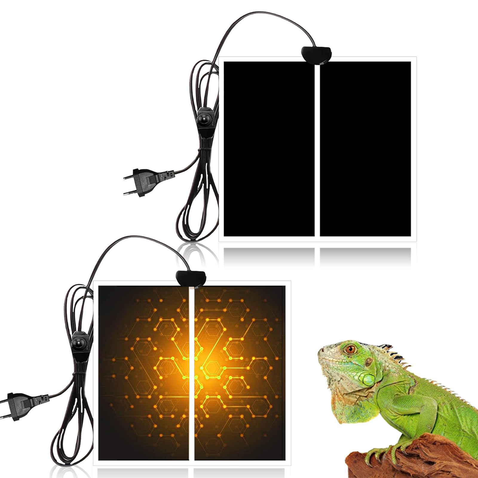 Forhome Reptil Heizmatte 2 Stück,Terrarium Heizmatte Wärmematte,Reptile Wärmekissen mit Temperaturregelung, für Reptilien Schildkröte, Schlangen, Eidechse,Gecko, Spinne,Schildkröte (0-35 Grad) 5W