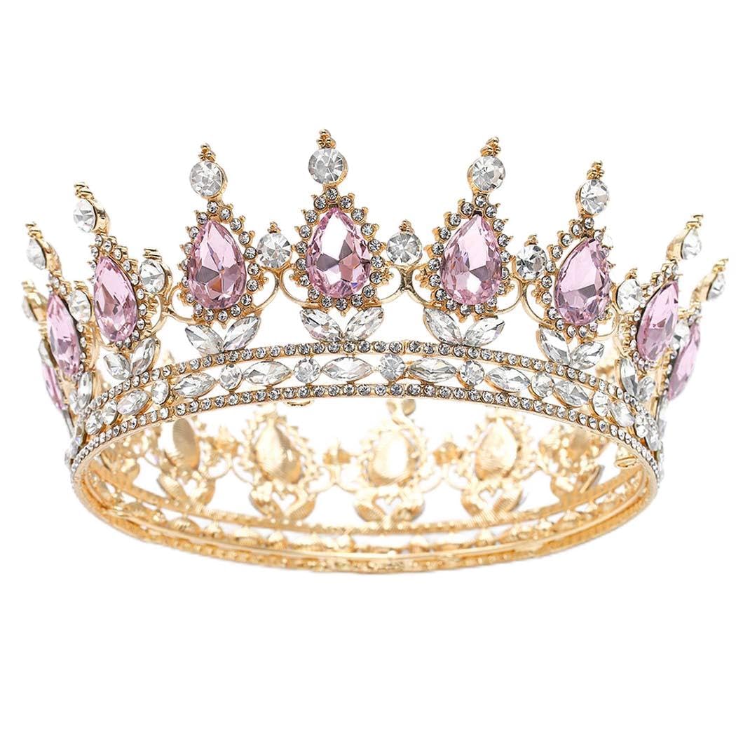 Baroque Queen Crown and Tiaras Sparkly Rhinestone Wedding Crown Bride Tiaras Royal Princess Full Tiaras Headpieces for Women and Girls-image-14