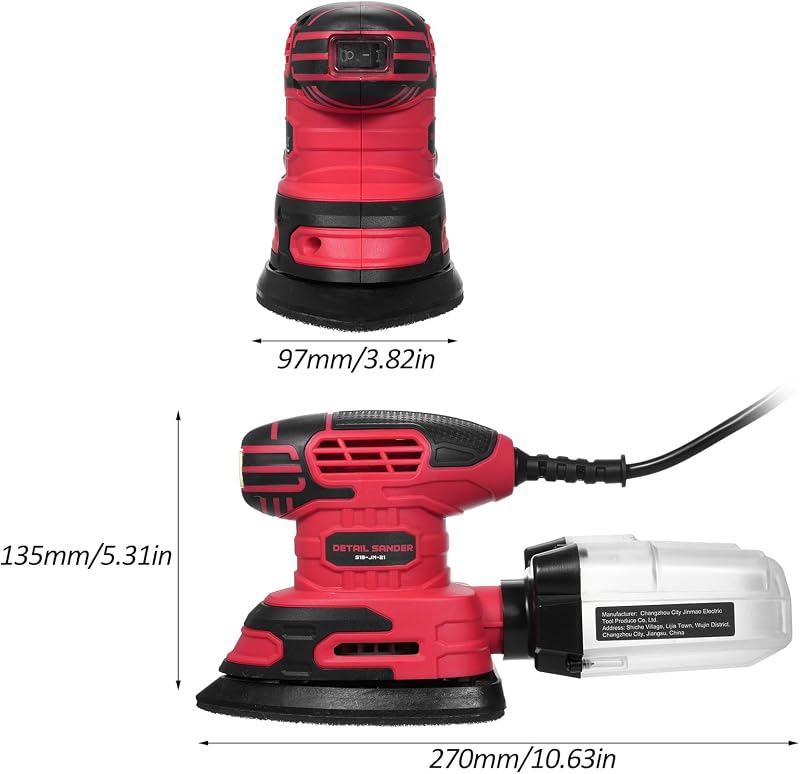 Vistreck 220W Orbital Csiszoló 13000 OPM Porgyűjtővel és 20 Csiszolópapírral