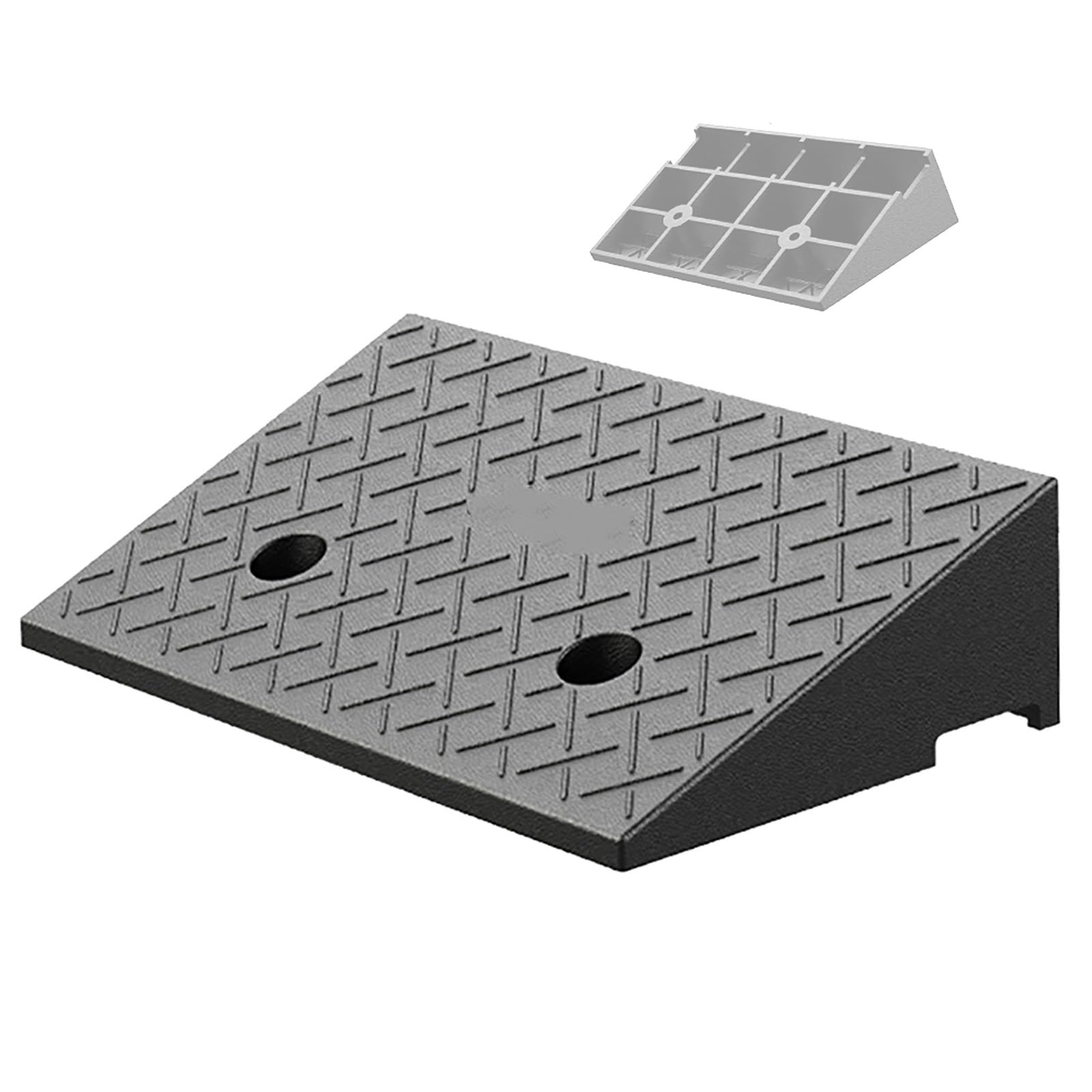 Rampa Marciapiede in Gomma per Soglia D'Ingresso Rampa per Scalino per Vialetti D'accesso per Impieghi Gravosi per Banchine di Carico, Marciapiedi Auto Camion Scooter e Biciclette(50x32x10cm)