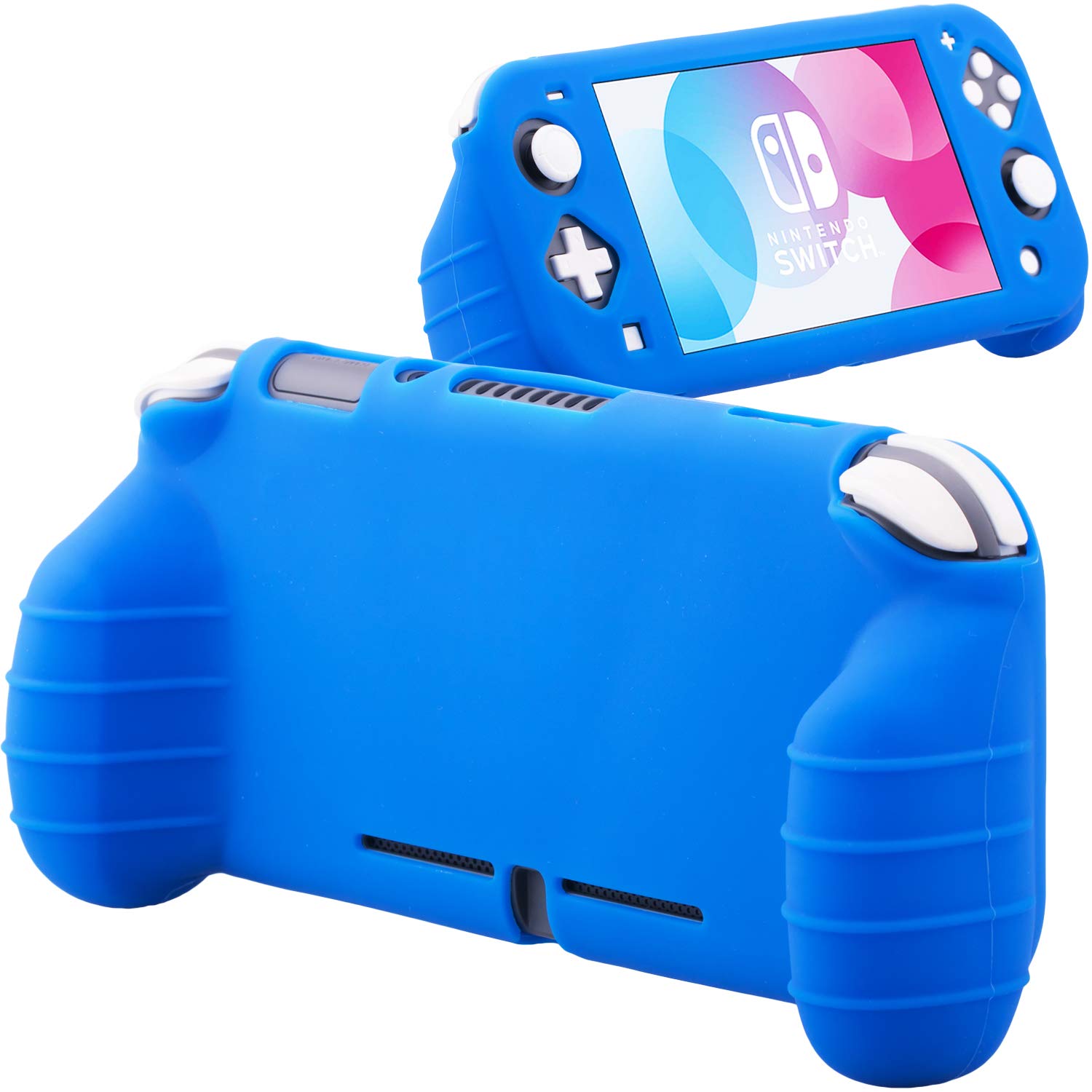 YoRHa Handle Grip Soft Silicone Rubber Protective Cover Case (Blue) x 1 for Nintendo Switch Lite [9.2019 Slim Model]