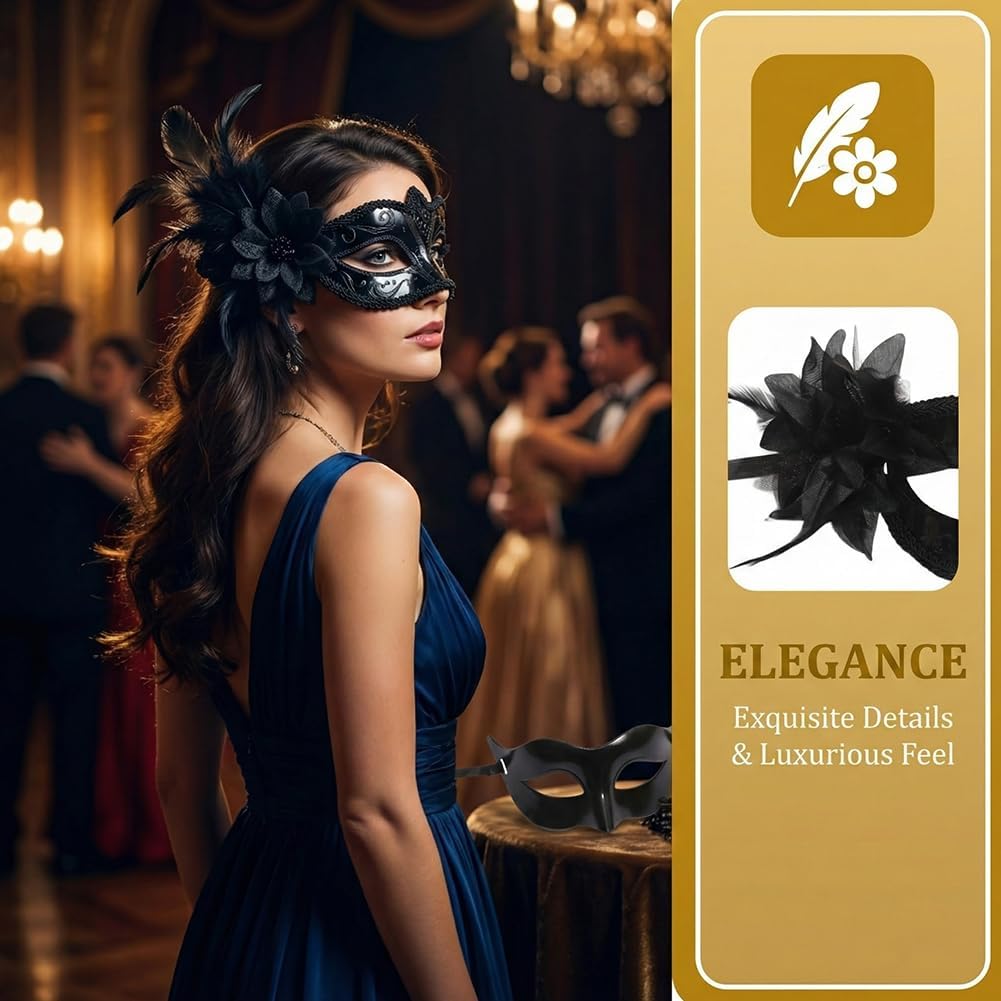WFKKMEQ Masquerade Mask Couples Set - Image 3