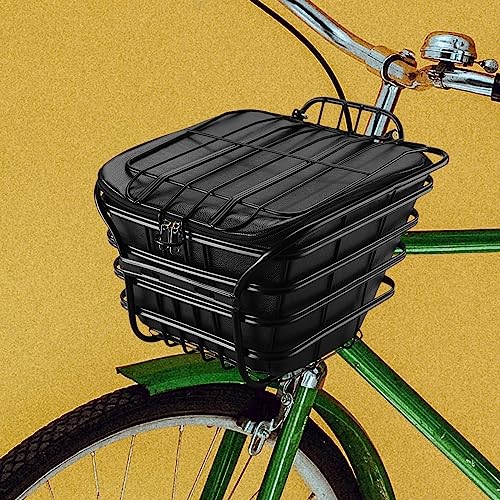 Front Mounted Bike Basket for Shopping and Commuting, Black Flat Tube3