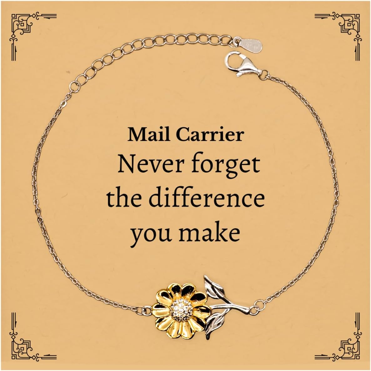 Unique Sunflower Bracelet for Mail Carrier - Never forget the difference you make, perfect for Christmas, Birthday, and Graduation gifts